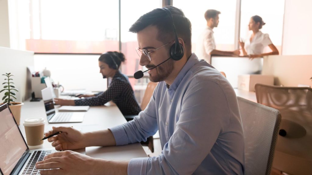 Professional working on the call center